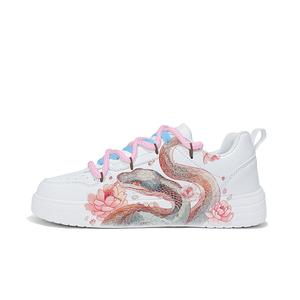 Cold cicadas yesterday Антискользящие износостойкие легкие дышащие низкие скейтерские кроссовки унисекс белый перекрестный ремешок змея удача ZLM2005D