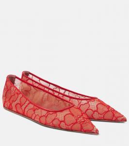 Балетки с кружевными вставками Amina Muaddi