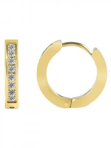 Adeliás Женские серьги - серьги-кольца на шарнирах из нержавеющей стали с золотыми стразами