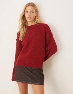 Вязаный джемпер ASOS DESIGN с открытыми швами из шерсти красного цвета