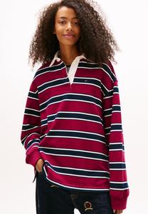 Топ Tommy Jeans RLX S-FLAG STRIPE RUGBY EXT, Lavish Cerise / Multi Stripe/Red
