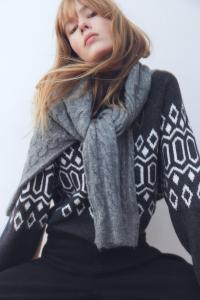 Жаккардовый свитер с водолазкой H&M, серый