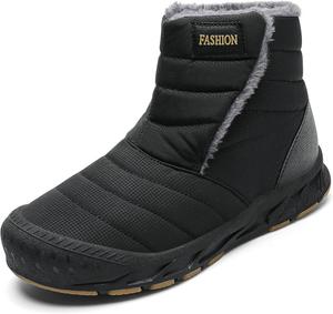 Зимние мужские ботинки, снегоходные сапоги, высокие водонепроницаемые утепленные ботинки с меховой подкладкой, теплые противоскользящие ботинки для холодной погоды для активного отдыха на улице и повседневной носки Qacksv, черный