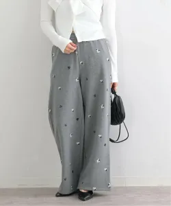 Свободные прямые спортивные штаны с вышивкой U By Spick&Span, цвет Gray