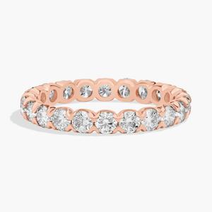 Кольцо-вечность с выращенными в лаборатории бриллиантами «рыбий хвост» из розового золота 14 карат (2 карата, двойной цвет — FG / VS2-SI1) Blue Nile