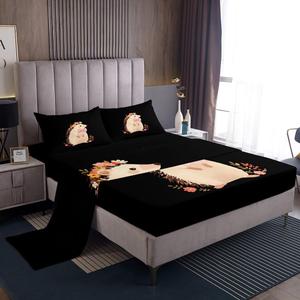 Erosebridal Комплект постельного белья Hedgehog для детей с розовым бантом и цветочным принтом, устойчивый к сминанию, Grey Pink