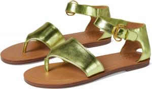 Сандалии Franco Sarto Ruth Ankle Strap Thong Flat Sandals, цвет Kiwi Green Metallic