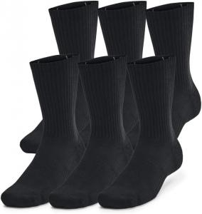 Тренировочные носки Under Armour Youth Cotton Crew, несколько пар, (001) Black/Black/White