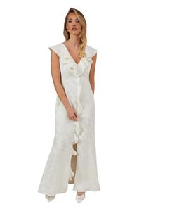 Женское атласное жаккардовое платье подружки невесты с V-образным вырезом Oasis, Champagne