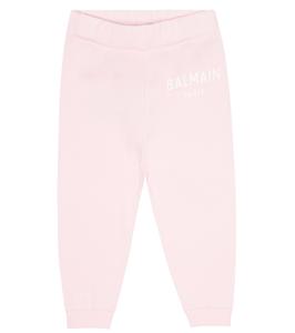 Хлопковые спортивные штаны с логотипом baby Balmain Kids, розовый