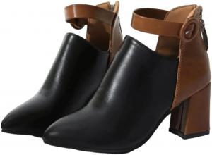 Женские дизайнерские ботильоны на высоком каблуке с зауженным носком, сзади на молнии, из кожи, больших размеров Generic, Black