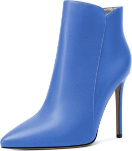 Женские ботильоны Soireelady на шпильке, с закрытым носком, высокие каблуки, ботильоны с молнией, элегантные ботинки на каблуке для осени и зимы, Matte Blue