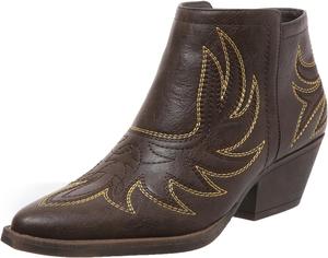 Женские ковбойские ботинки ZBYY, ковбойские ботильоны с вышивкой, западным стилем, заостренным носком и массивным каблуком, Dary Brown