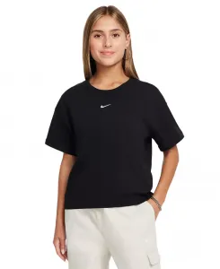 Футболка Essential Cotton Swoosh Logo для девочек постарше Nike, черный