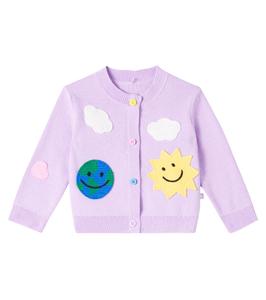 Детский кардиган из хлопка и шерсти Stella McCartney Kids, фиолетовый