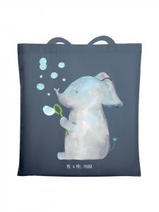 Mr. & Mrs. Panda Сумка-шоппер с изображением слона и мыльных пузырей (без слов), индиго-синего цвета