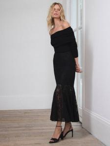 Кружевная плиссированная полупрозрачная юбка Mint Velvet, Black