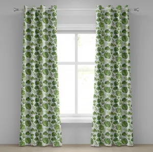 Шторы-люверсы ABAKUHAUS Листья, бразильский тропический лес, принт с изображением листвы, плюща, пальмы, бананового дерева, декоративные двухпанельные шторы, 280 см x 175 см, бледно-зеленый Abakuhaus