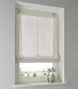 Римская штора с люверсами, цвет Brondy Taupe Natural, полупрозрачная, имитация льна, римская штора с крючком для подвешивания, не требует сверления, ширина 80 см x высота 140 см Kutti