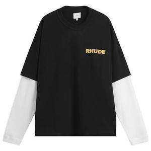 Стальная двухслойная футболка Rhude, черно-белый