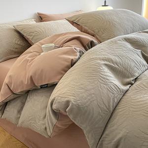 Jie Liya Комплект постельного белья из 4 предметов (простыня на резинке 180 см, пододеяльник 200х230 см), жаккард, начес, хлопок Синьцзян