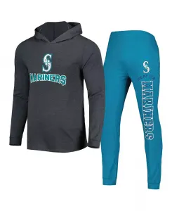 Мужской набор Seattle Mariners Meter: худи и джоггеры в цветах Heather Aqua и Heather Charcoal Concepts Sport