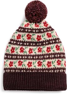 Женская шапка-бини Loeffler Randall Macelyn в технике интарсия, Brown Floral Stripe