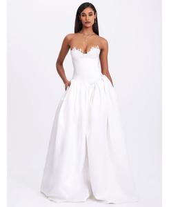 Женское свадебное платье Naila с кружевной отделкой, без бретелей, с заниженной талией Miss Circle, White