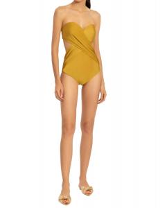 Сплошной купальник без бретелей с вырезами в цитрусовом цвете ADRIANA DEGREAS, Citrus
