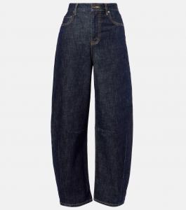 Джинсы с завышенной талией и расклешенными штанинами Self-Portrait, синий