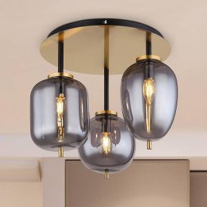 Потолочный светильник Globo Lighting Blacky Typ B, дымчатое стекло / железо - 3-х ламповый
