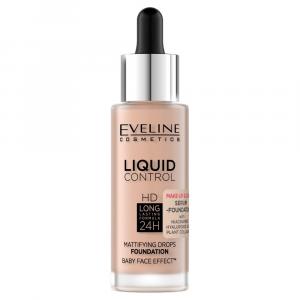 Eveline Cosmetics, Тональный крем для лица Liquid Control HD Long Lasting Formula 24H с капельницей 003 Ivory Beige, 32 мл