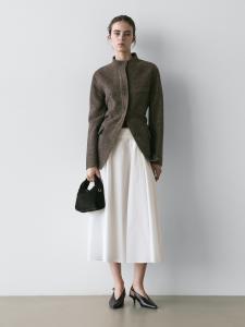 Миди-юбка с деталями под ремень Massimo Dutti, white