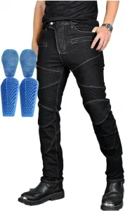 Мотоциклетные брюки со съемными защитными вставками, летние джинсовые брюки с 6 карманами для мотокросса и конного спорта, Schwarz