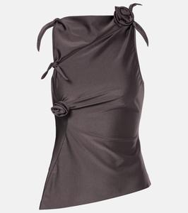 Сатиновый топ с цветочной аппликацией Coperni, Grey Petra