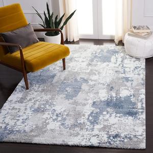 Ковер SAFAVIEH, 79 x 153 см, Century Collection, Grey & Blue, современный абстрактный дизайн, не линяет и прост в уходе, идеален для помещений с высокой проходимостью: прихожая, гостиная, спальня (CTY339F)