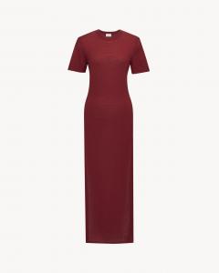 Трикотажное платье из шерсти Saint Laurent, коричневый