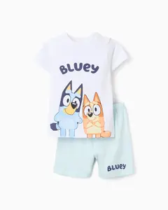 Пижама для мальчика, 100% хлопок, с рисунком Блуи и Бинго Zippy, белый/синий