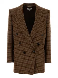 Блейзер из шерсти в узор "гусиная лапка" CHLOÉ, коричневый