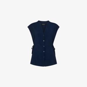 Рубашка Button-down Whistles из ткани с завязками по бокам и пуговицами, синий