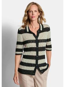 GOLDNER Ажурный кардиган в морском стиле, цвет песочный/черный/с узором