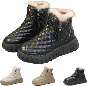 Женские зимние сапоги Cubicbee с толстой подошвой, утепленные искусственным мехом, на молнии, с противоскользящей подошвой и амортизацией, модные высокие кроссовки для улицы, Black