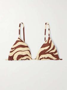 Треугольный бикини-топ Konibo с кисточками и принтом из переработанных материалов Johanna Ortiz, экрю