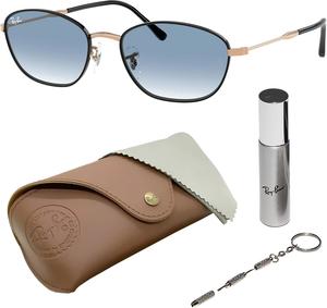 Солнцезащитные очки Ray-Ban RB3749 квадратной и круглой формы для мужчин и женщин в официальном комплекте RAYBAN Eyewear Kit, Polished Black on Rosegold Frame | Clear Gradient Blue Lens