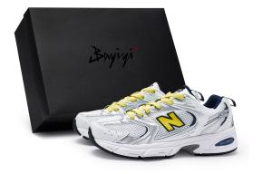 Кроссовки New Balance 530 Shock Absorbers противоскользящие дышащие низкие унисекс белые серебристые желтые