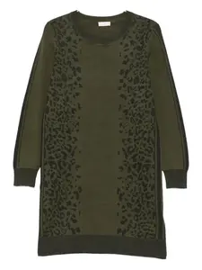 Трикотажное мини-платье с анималистичным узором LIU JO, зеленый
