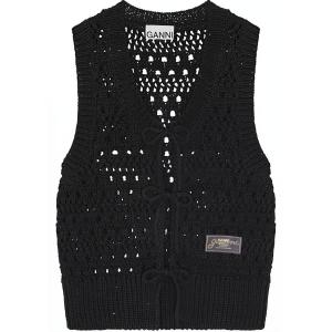 Вязаный жилет на завязках GANNI, черный