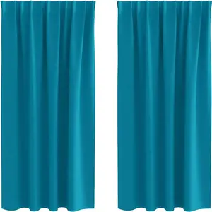 Плотные шторы с кольцами, 2 шт., бирюзовые, 175 x 140 см vidaXL