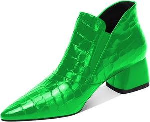 YDN Women: Сексуальные ботинки с острым носком и щиколоткой, массивные ботинки на низком каблуке с эластичной обувью для вечеринки Outddor размер 4-16 US, Light Green