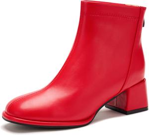 Женские модные ботильоны с низким массивным каблуком, на молнии сзади, короткие осенние ботинки Aeslech, Ya Red